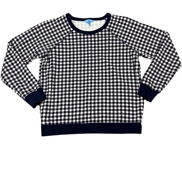 Draper James Size M Womens Black Gingham Crewneck Natalie Sweatshirt - Picture 1 of 7